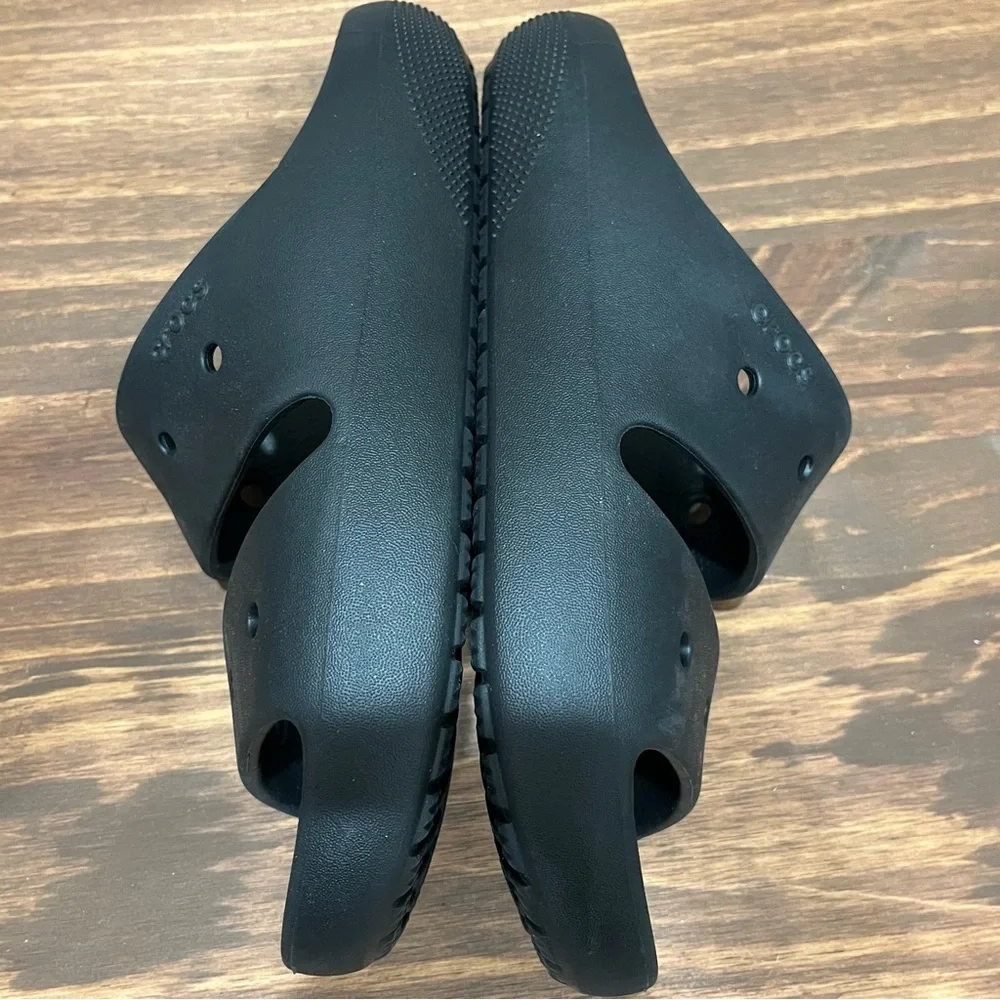 CROCS Classic Logo Women 9 / Men 7 Black Double Straps Slides Sandals NWOT - Picture 7 of 8